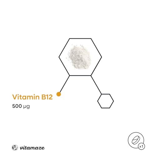 Vitamin B12 hochdosiert und vegan, Methylcobalamin, 500 mcg 180 Tabletten für 6 Monate Dauerversorgung, Natürliche Nahrungsergänzung ohne Zusatzstoffe, Made in Germany