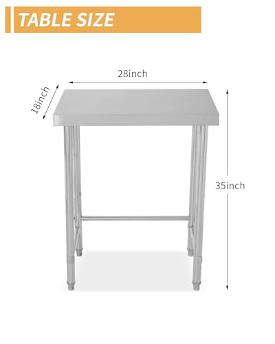 Stainless Steel Table 18x28 Inch, Stainless Steel Kitchen Prep Table, Commercial Utility Work Table