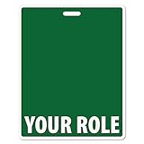 Custom Badge Buddy - in Full Dark Green Color - Horizonal Oversized (50 Pcs) - Double Sided Full Color Backer Card with Border- Durable and Water Resistant with White Border by BadgeZoo