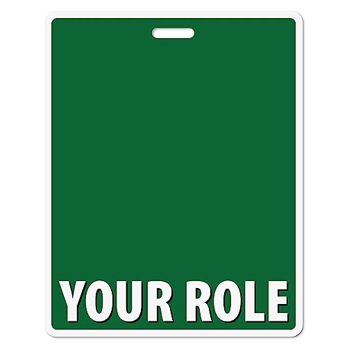 Custom Badge Buddy - in Full Dark Green Color - Horizonal Oversized (50 Pcs) - Double Sided Full Color Backer Card with Border- Durable and Water Resistant with White Border by BadgeZoo