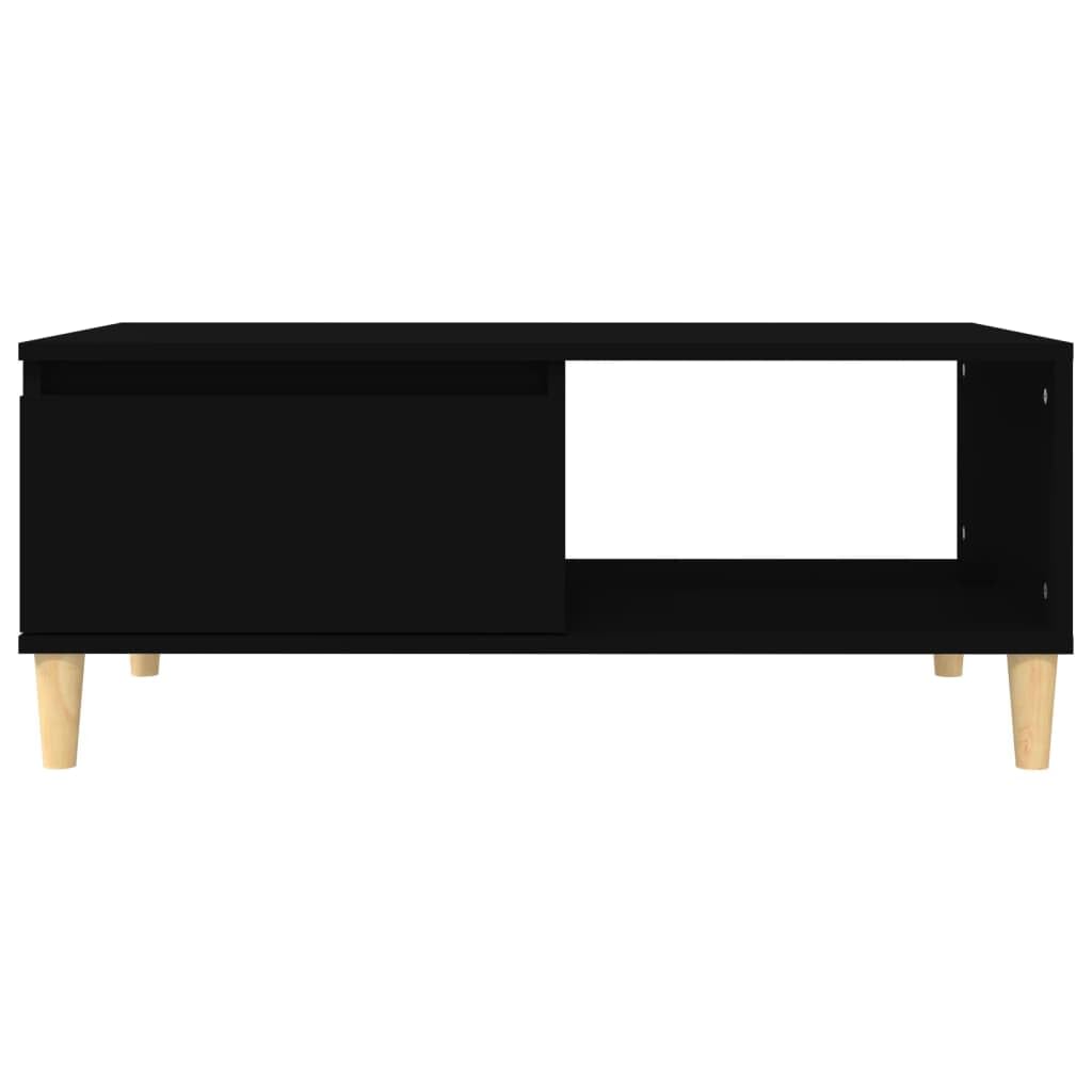 Mesa de Centro Madera contrachapada Negro Mesa de Centro Nórdica con Cajón y Almacenamiento para Salón 90x50x36,5 cm