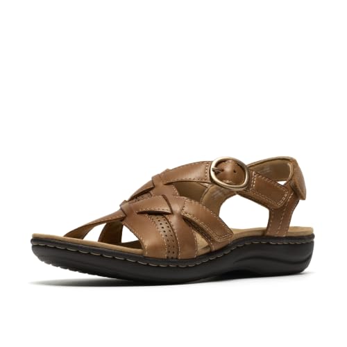 Clarks Clarks Collection Women's Laurieann Mae Flat Sandal, Tan Leather, 8 Medium US