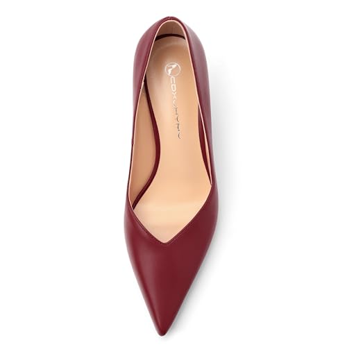 Image of Women Pointed Closed Toe 2.5 Inch Kitten Heel Slip On Pumps | Elegant Comfort Formal Dress Footwear, Versatile Ladies Shoes For Office Wedding Party Evening Daily Occasions