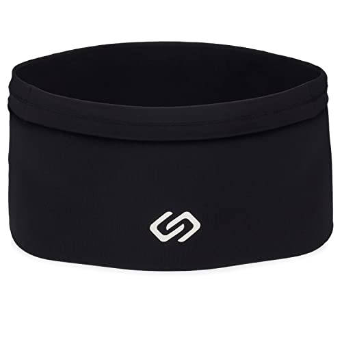 Ceinture de Course Sporteer Versaflex, Ceinture de Voyage pour l’Argent et Le Passeport, Ceinture d' Entraînement pour Grands Téléphones et Affaires Personnelles - Noir - Medium