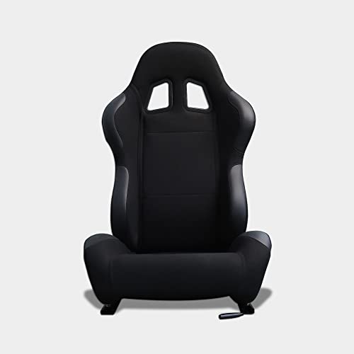 M MODAUTO Asiento Deportivo Coche,Semibaquet Ajustable,de Tela y Cuero,Adaptable para Coches,Ríeles incluidos,Piloto/Conductor Coche y Simulador de Conducción,Modelo N220L, Negro
