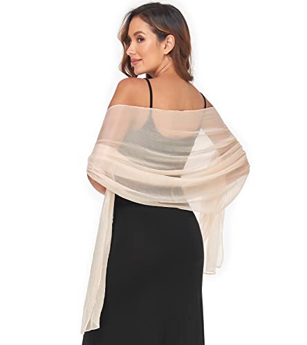 Survodja Womens Soft Silky Shawls And Wraps For Evening Dress Elegant Wedding Bride Bridesmaid Scarves(Champagne,79''×18'’) #TOP1