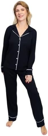 Pijama Adulto Americano Longo com Botões Algodão - Preto