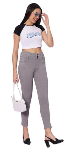 Image of TWGE - Women's High Waist Skinny Fit Jeans - 3 Button, Stretchable Denim Pants - Ankle Length - Stylish Casual Wear