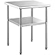 VEVOR Kommerzieller Edelstahltisch 61 x 61 x 91,4 cm, Rollbarer Zweilagiger Arbeitstisch Zerlegetisch Gastro 181,4 kg + 91 kg Tragfähigkeit, Gewerbe Küchentisch, Zubereitungstisch Küchenmöbel