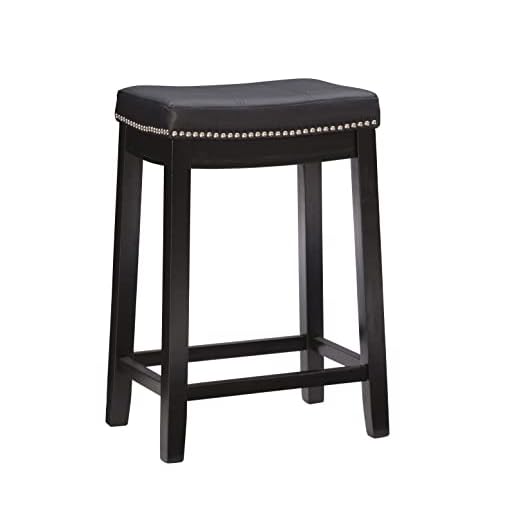 Linon Claridge Counter Stool, Black, 26" x 18" x 12.75"