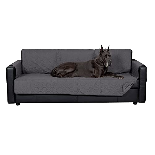 Image of Furhaven Waterproof & Non-Slip XL Sofa /Couch Cover Protector for Dogs, Cats, & Children - Quilted Paw Print Living Room Furniture Cover - Gray, X-Large Sofa