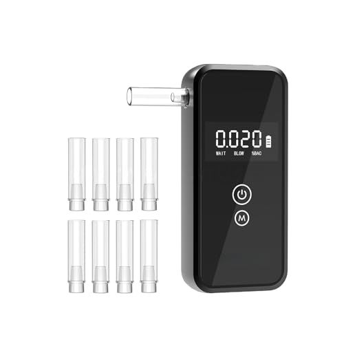 Breathalyzer Portable Mini Pocket Alcohol Tester High Accuracy Personal and Home Use Breathalyzers with Digital Display Fast Results for Alcohol Testing at Home (8 Mouthpieces)