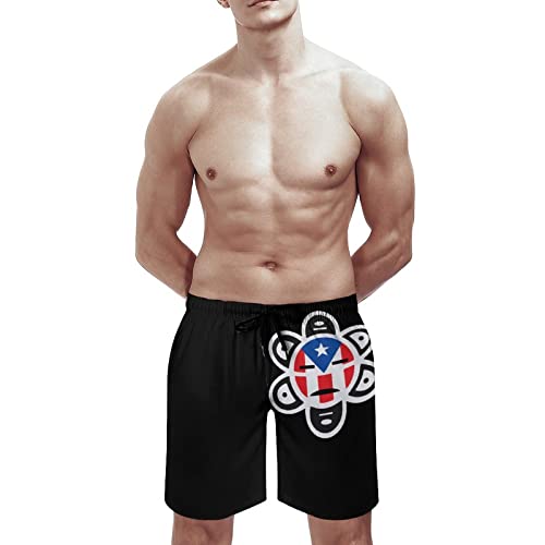 Mens Swim Trunks Puerto Rico Frog Flag Quick Dry Swim Shorts with Mesh Lining Funny Swimwear Bathing Suits4