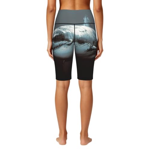 Short de cyclisme doux extensible pour yoga et gym imprimé requin