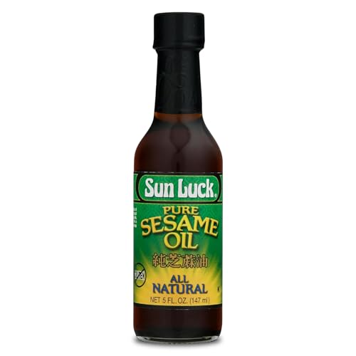 Sun Luck Pure Sesame Oil 5 oz Bottle – Aromatic Toasted Sesame Flavor for Stir-Fry, Marinades, Dressings & Dumpling Dipping; Authentic Asian Pantry Staple.