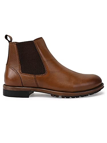 Image of TEAKWOOD LEATHERS Genuine Leather High Ankle Tan Brown Classic Boots Shoes For Men