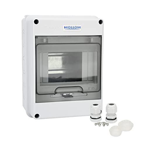 MOLLOM Caja de Protección de Distribución de 5 Vías con Interruptor Automático MCB y Riel DIN, Impermeable IP65, para Uso Interior y Exterior