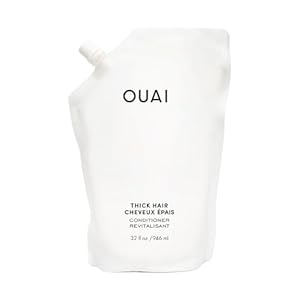 OUAI Thick Hair Conditioner Refill – Moisturizing Conditioner for Dry, Frizzy Hair – Keratin, Marshmallow Root, Shea Butter and Avocado Oil – Paraben, Phthalate and Sulfate Free Hair Care – 32 oz