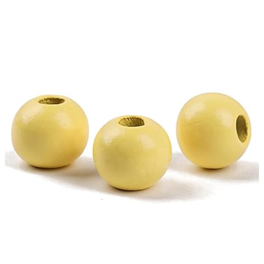 Oneyijun 50 Piezas Cuentas de Madera Naturales Redondas de Colores para Bisutería DIY - Abalorios de 20mm con Agujero para Manualidades, Decoración y Creación de Joyas (Amarillo)