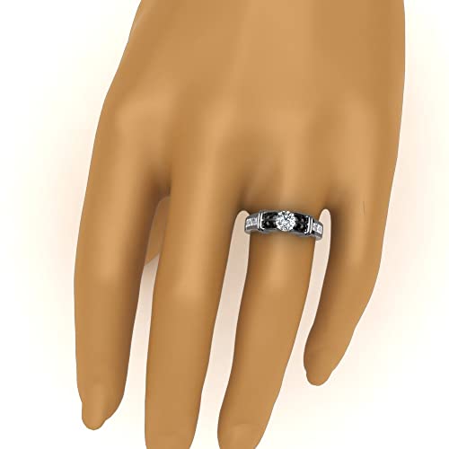 Image of 55Carat Choose Your Gemstone Channel Set Wide Diamond CZ Ring Sterling Silver Round Shape Side Stone Engagement Rings Everyday Jewelry Wedding Jewelry Handmade Gifts for Wife US Size 4 to 12
