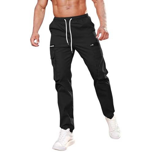 ADHOWBEW Cargos Pants Men Waterproof Pockets Workout Construction Hiking Big and Tall Joggers