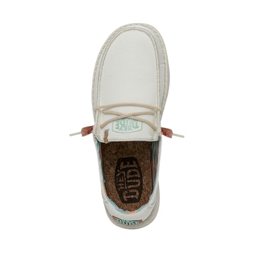 Image of HEYDUDE Women's Wendy Knit Slip On Shoe, White Size 9 | Lightweight Casual Loafer with Elastic Laces and Flex & Fold Outsole