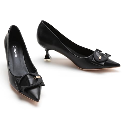 C.Paravano Women's Pumps | Low Heel Designer Shoes | Kitten Heels Womens Short Heels |for Business Lunches, Client Dinners,Cocktail Receptions