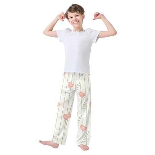 Lines Birds Boys Pants Boys Athletic Pants Long Pant for Boywith Pockets Wide-Leg Size 6-14Y3