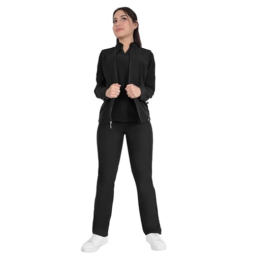 imagen de Conjunto,Uniforme,Pijama,Mujer,Dama quirurgico 3 piezas (Pantalon,Filipina y chamarra) SEA BRAZIL antifluidos de alta proteccion (Negro 6340/01, MD)