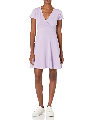 Lunarable Women s Cross Wrap A Line Summer Dress V Neck, L, Lilac
