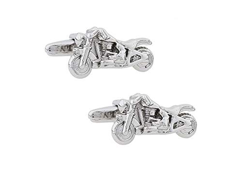 Mancuernillas clásicas de hombre KnBoB plata motocicleta miniatura 1