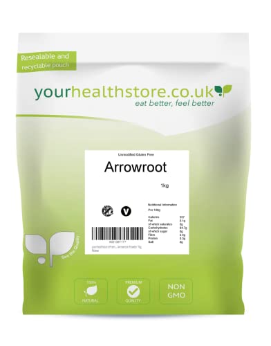 yourhealthstore Premium Unmodified Gluten Free Arrowroot Powder White, 1 kg (Pack of 1)