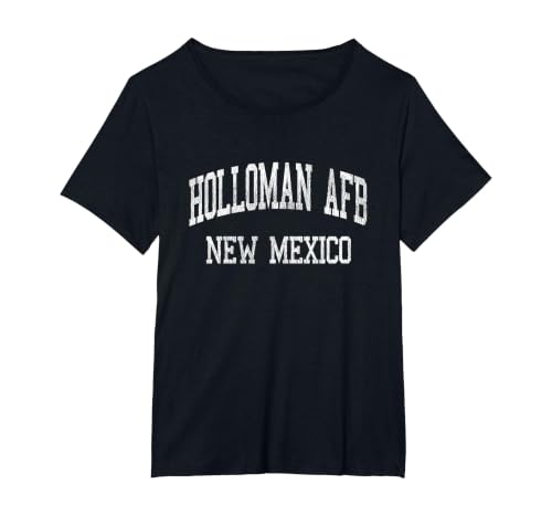 Holloman AFB New Mexico NM Vintage Athletic Sports Design T-Shirt, Women's Plus, Black, 6X