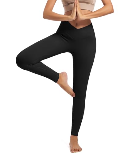 YOAKUKA Yoga Ribbed Leggings for Women High Waisted Tummy Control Seamless Butt Lifting Crossover Workout Gym Athletic Pants4