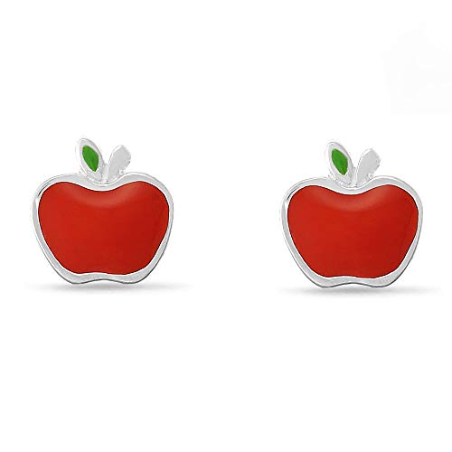 Boma Jewelry Sterling Silver Enamel Red Apple Fruit Stud Earrings2