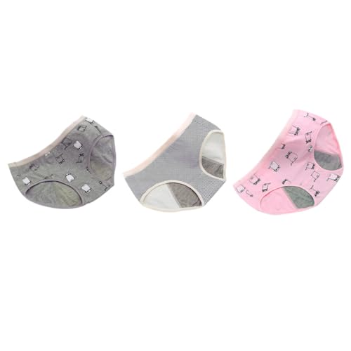 SOIMISS Bragas Menstruales para Adolescentes M Talla, 3 Piezas, Pantalones Fisiológicos Transpirables Prueba de Fugas en Gris, Rosa y Rayas, Ropa Interior Flexible para Protección