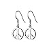 LWES156 925 Sterling Silver 10mm Peace Sign French Hook Dangle Earrings