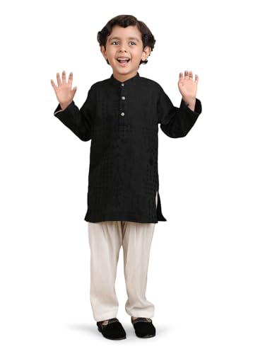 Image of POLKA TOTS Boys Cotton Pathani Set | Premium Pathani Kurta & Pyjama Set for Boys | Kurta Pajama for Kids Boy | Pathani Suit for Kids, Baby Boys & Toddlers | Ethnic Wear for Boy