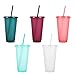 Vasos Plastico de Colores 5pcs Vaso de Plástico de PP Vasos Reutilizables Vasos plástico Reutilizables con Tapa y Pajita, Inastillable para Fiesta/Parrilla/Cumpleaños/Viajes Familiares 710ML