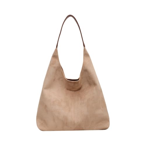 Bolsa tote de camurça feminina hobo, mochila vintage despojada, bolsa crossbody para escola, faculdade, trabalho, fecho magnético (Bege)