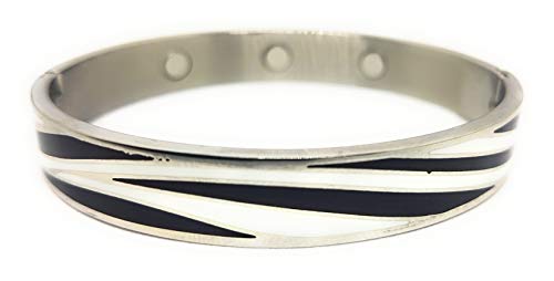 Preisvergleich Produktbild Magnettherapie-Armreif mit Zebramuster für Arthritis, Schmerzlinderung, Unisex, Schwarz / Weiß