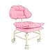 LUCKDANO Pink Rolling Stool Swivel Chair Portable Backrest Stool with Wheels for Home Office - Ergonomic Design, Ideal for All Occasions, Easy Move, 55x40x34cm