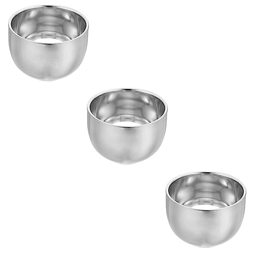 BELLIFFY 3pcs Professional Shaving Bowl Double Layer Stainless Steel Shaving Mug Heat-preserving Men's Cup Men's Accessories