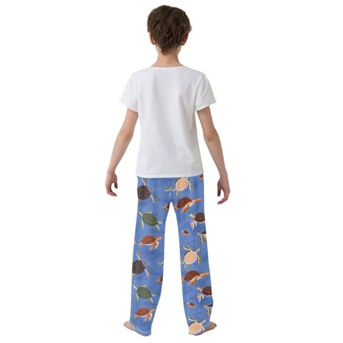 Cute Turtles Boys Long Pants Soft Trousers Elastic Waist Kids Lounge Bottoms with Pockets S-XL3