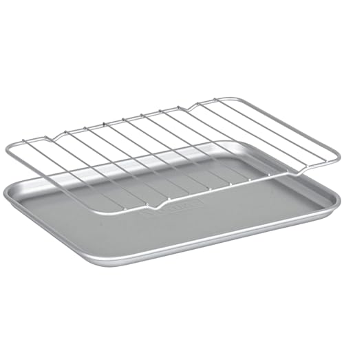 Viking Aluminized Steel Nonstick Toaster Oven Roasting Pan with Rack, Ceramic Coating Made Without PFAS, Baking Pan Sheet, Oven Safe to 475F