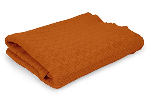 Vargottam Maneta De Lanzamiento De Algodón De Punto para El Sofá Y La Cama, La Manta De Punto Suave Y Acogedora- La Decoración Suave Y Acogedora De La Granja Boho - (50X60 Pulgadas- Naranja) Cover