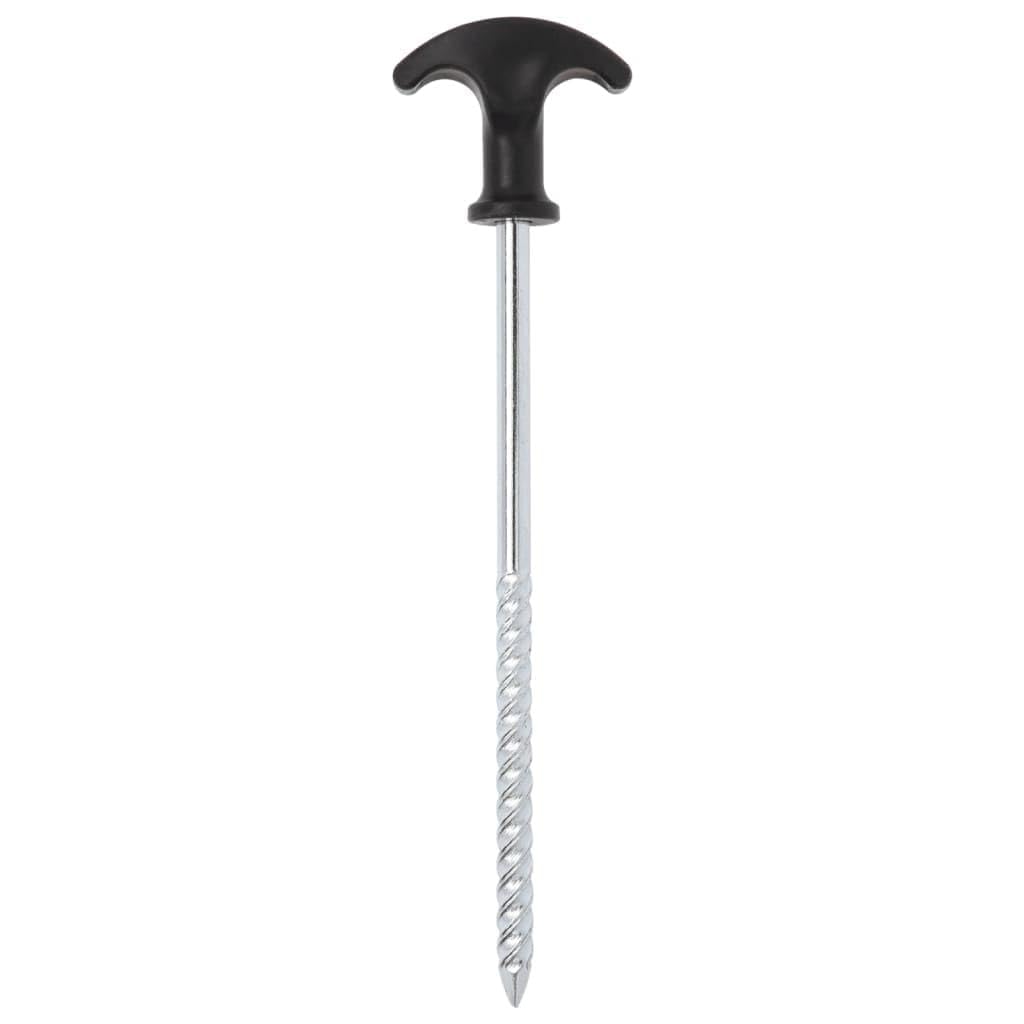Piquetas para tienda de campaña, 12 unidades, 20 cm de diámetro, 7 mm de diámetro, acero galvanizado, accesorios robustos para tienda de campaña con cabeza en forma de T para camping