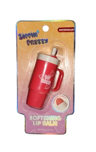 Sippin' Pretty Watermelon Softening Lip Balm, Hydrating Formula, Tumbler Shape, 0.21 oz image 2