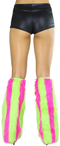 Image of ToBeInStyle Women's Faux Vibrant Fur Retro Daring 60' Inspired Ravewear Knee High Leg Warmers