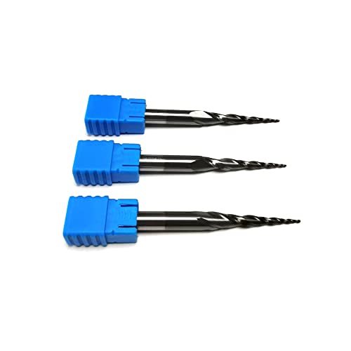 Image of 3pcs / Package JERRAY CNC Carving 4.69 Deg Tapered Angle Ball Tip Radius=0.5mm X 6mm Shank Tungsten Solid Carbide HRC55 with TiAIN Coated Router Bits